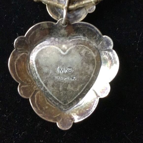 Necklace Vintage multistrand, Multicolor bead and heart sterling silver  - Picture 7 of 9